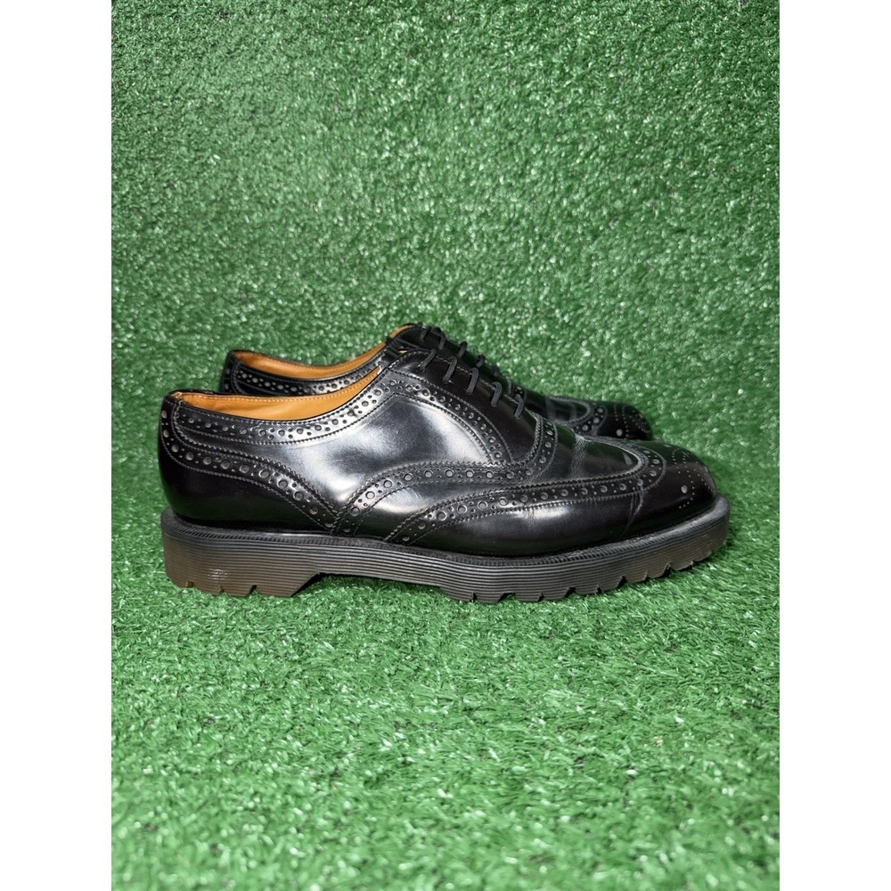 Loake Dr Martens Black Embroidered Leather Brogue Oxford England Shoe US 10 UK 9